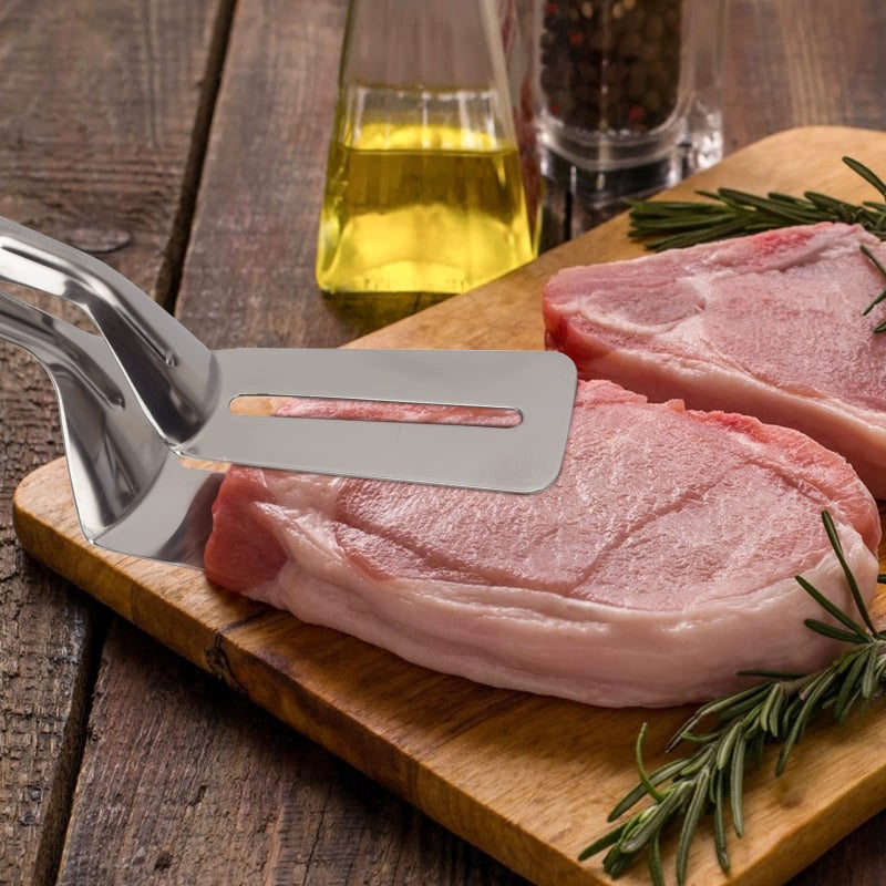 JXHAPY 304 Kitchens Tongs 11 Inch 1 Pack Premium Stainless Steel Multipurpose Gripper Bread Clip/Steak Clamps/Fried Steak Clamp/Barbecue Tongs/Beefsteak Turner Flipper - Image 3